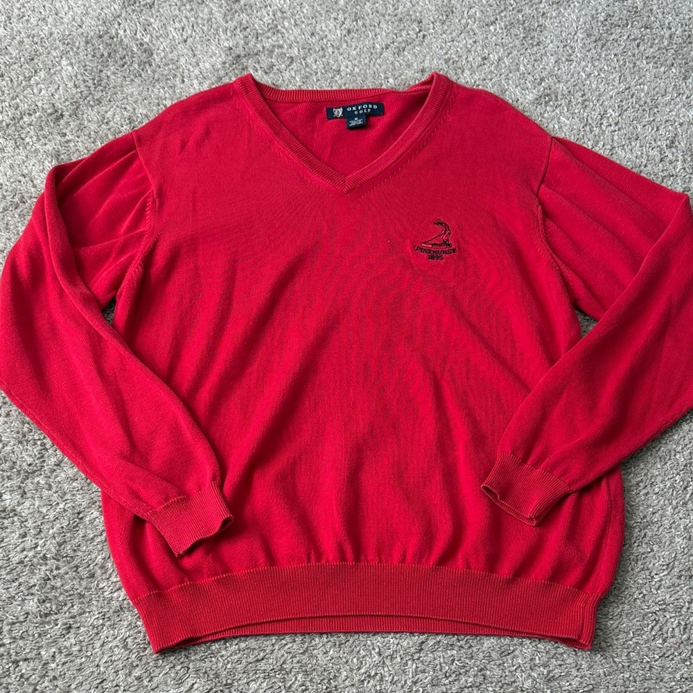 Pinehurst country club Classic V-Neck Sweater in Rich Red